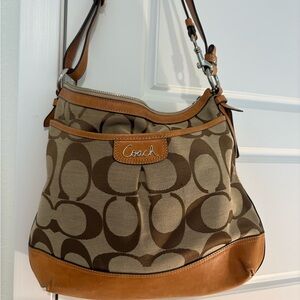 Coach Leather Handbag in Brown and Tan